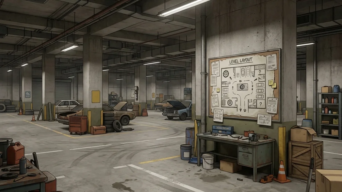 Parking Garage Workshop Map Guide — Workshop map scene