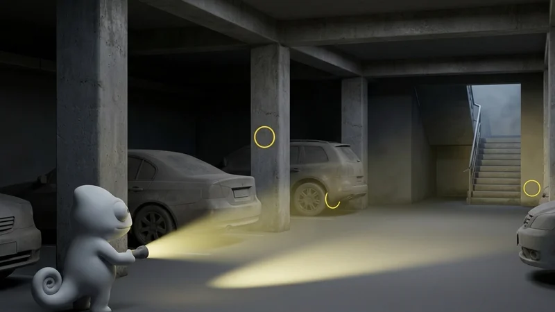 Parking Garage Workshop Map Guide — recommended hider spots
