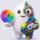 MecchaGuide mascot — chameleon with paint dial and controller